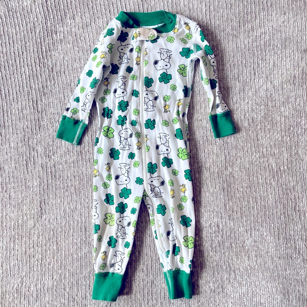 Hanna Andersson Peanuts‎ Lucky Irish Snoopy Woodstock Pajamas St. Patrick's Day